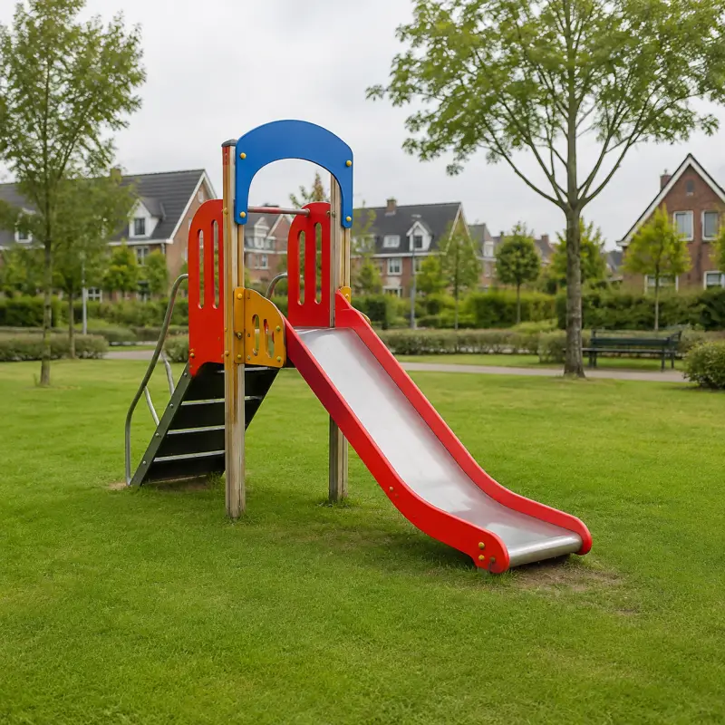 Kleurrijke glijbaan op het speelveld